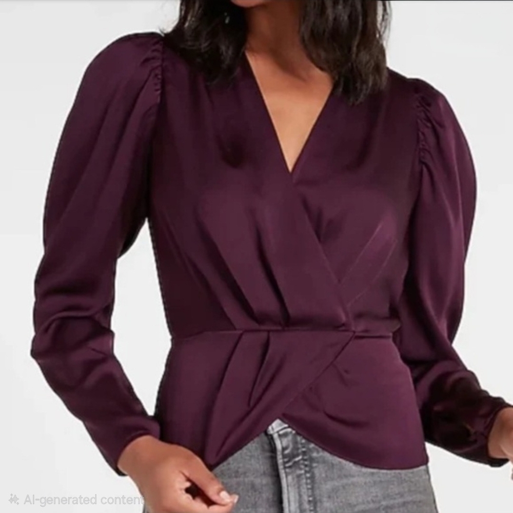 Express Deep Purple Wrap Blouse